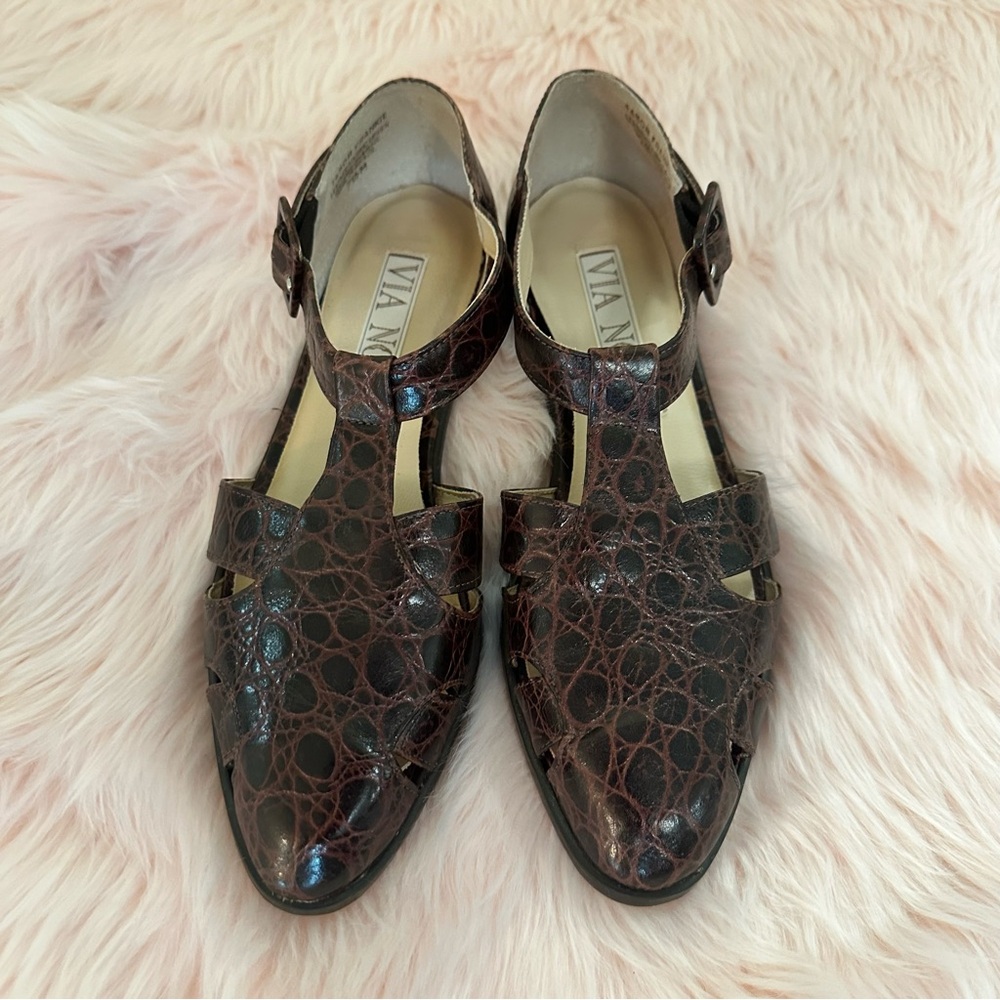 VIA Nova Brown Leather Women's Shoes Sandals SZ 7.5